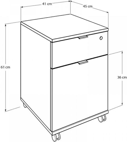 Office Drawer Rio Wooden with Wheels and Lock White 41x45x61cm