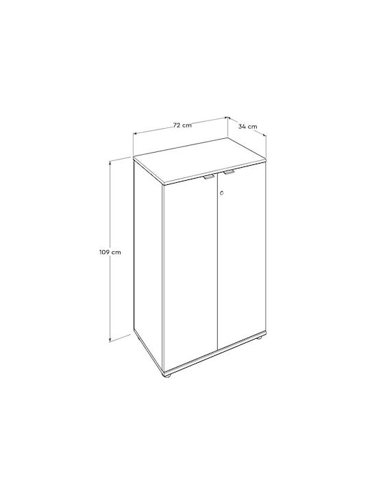 Office Storage Chipboard Cabinet with Lock Sonoma L72xW34xH109cm