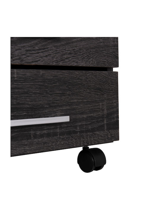Hayden Office Storage Chipboard Drawer with Wheels, Lock & 3 Drawers Charcoal L38xW39.5xH50cm