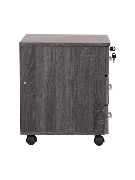 Hayden Office Storage Chipboard Drawer with Wheels, Lock & 3 Drawers Charcoal L38xW39.5xH50cm