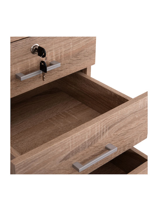 Hayden Office Storage Chipboard Drawer with Wheels, Lock & 3 Drawers Sonama L38xW39.5xH50cm