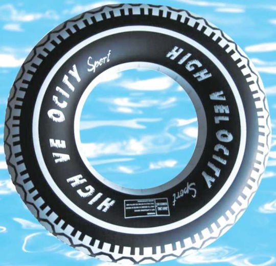 Kids' Swim Ring with Handles and Diameter 90cm. Black tra