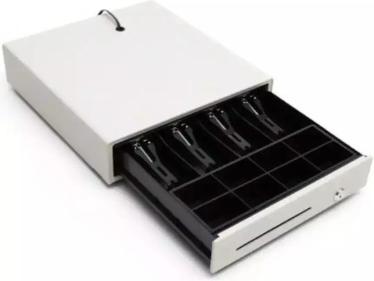ICS Cash Drawer White with 8 Coin Slots and 4 Slots for Bills 33.5x36.8x8cm