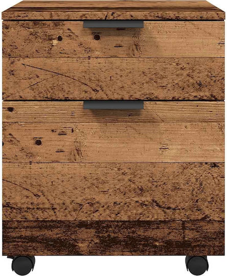 Büroaufbewahrungsschublade aus Holz mit Rädern Alt-Holz 45x38x54cm