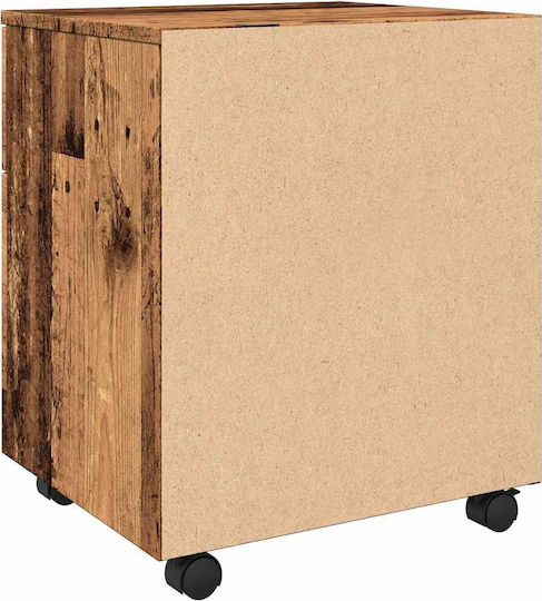 Büroaufbewahrungsschublade aus Holz mit Rädern Alt-Holz 45x38x54cm