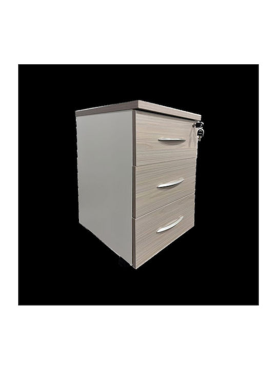 Armadi Office Storage Chipboard Drawer with Wheels, Lock & Drawers Γκρι-λευκή L40xW40xH55cm