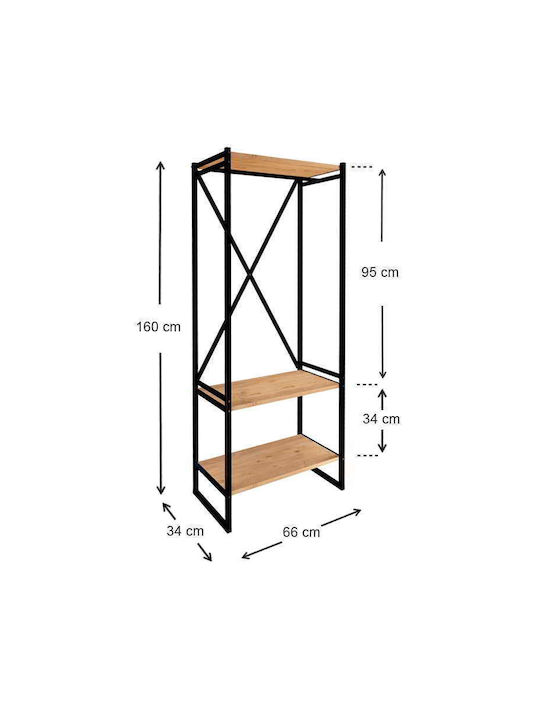 Zula Entry Furniture with Hanger & Shoe Rack Black / Pine Oak 66x30x160cm