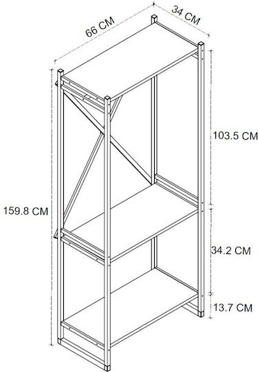 Zula Entry Furniture with Hanger & Shoe Rack Black / Pine Oak 66x30x160cm