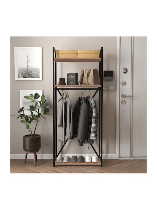 Zula Entry Furniture with Hanger & Shoe Rack Black / Pine Oak 66x30x160cm