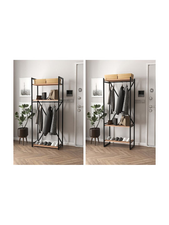 Zula Entry Furniture with Hanger & Shoe Rack Black / Pine Oak 66x30x160cm