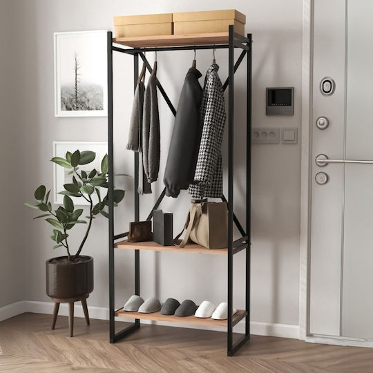 Zula Entry Furniture with Hanger & Shoe Rack Black / Pine Oak 66x30x160cm