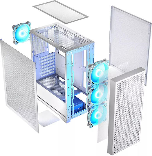 Dart Pro ARGB Gaming Midi Tower Computer Case with Side Window White