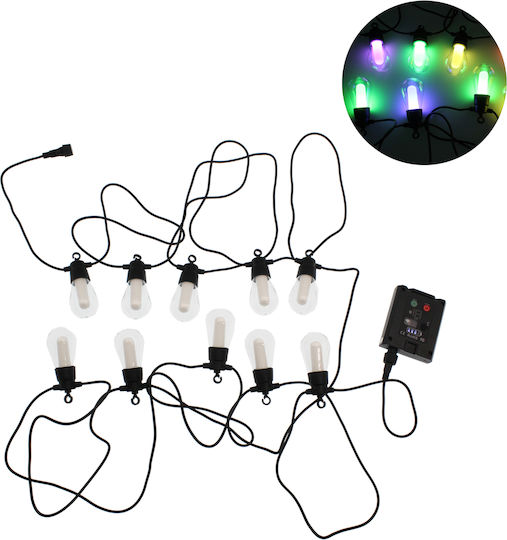 Σετ 10 Κρεμαστά Ηλιακά Φωτιστικά Γιρλάντα RGB με Φωτοκύτταρο και Τηλεχειριστήριο IP66