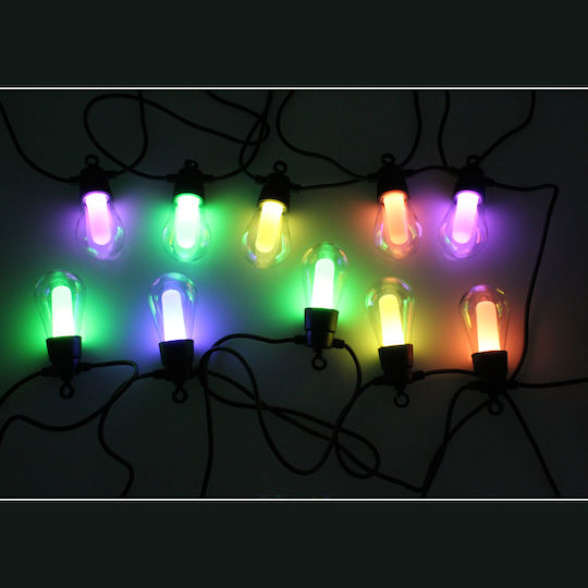 Σετ 10 Κρεμαστά Ηλιακά Φωτιστικά Γιρλάντα RGB με Φωτοκύτταρο και Τηλεχειριστήριο IP66