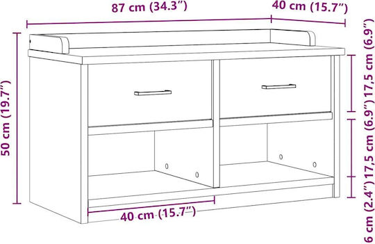 Sandens Мебели за антре със Шкаф за Обувки и Пейка Бор 87x40x50см