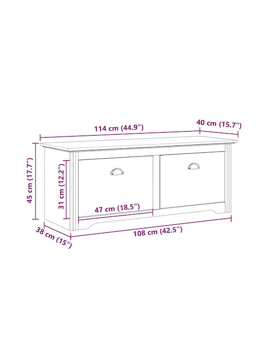 Mobilier de Intrare cu Dulap pentru Pantofi White and Brown 114x40x45cm