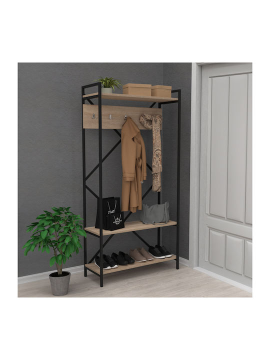 Navis Entry Furniture with Shoe Rack Sonoma Oak-Melamine Black 90x34x180cm