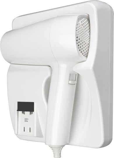 Crown White Hotel Hair Dryer 1.6kW with Spiral Cable up to 18cm