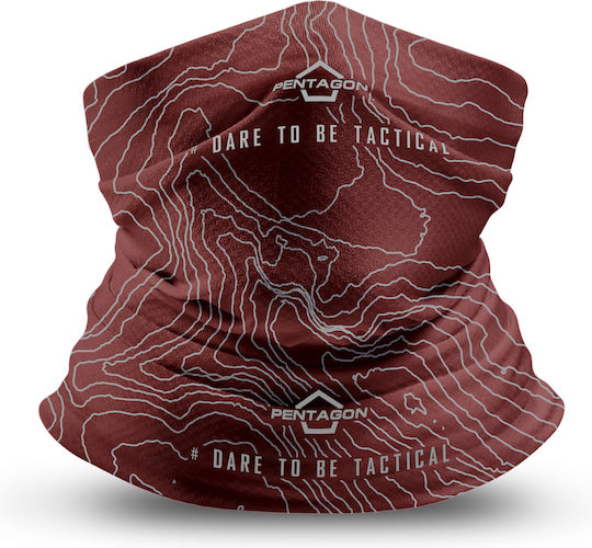 Pentagon Skiron Scarf Topographic Map Maroon Red Maroon Red Neck Scarf