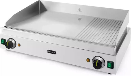 Hendi Commercial Flat Top Electric Griddle with Flat & Ribbed Plate 3.5kW 72x53x25cm