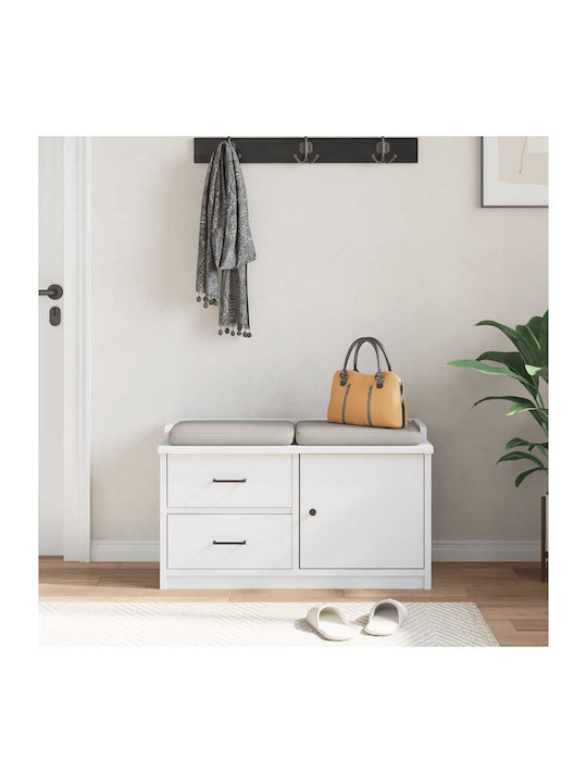 Sandens Mobilier de Intrare cu Dulap pentru Pantofi & Bancă Alb 87x40x50cm