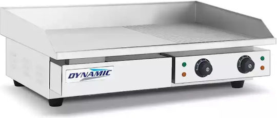 Dynamic Ηλεκτρικό Πλατώ Ψησίματος Χρωμίου 4.4kW με Λεία & Ραβδωτή Πλάκα
