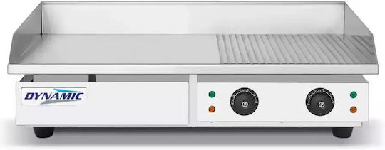 Dynamic Ηλεκτρικό Πλατώ Ψησίματος Χρωμίου 4.4kW με Λεία & Ραβδωτή Πλάκα
