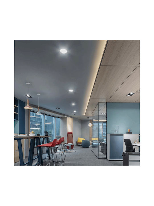V-TAC Στρογγυλό Χωνευτό LED Panel 12W με Φυσικό Λευκό Φως 4000K
