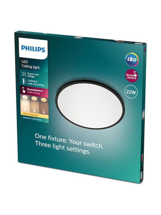 Philips Round Outdoor LED Panel 22W with Warm White Light 2700K 43cm