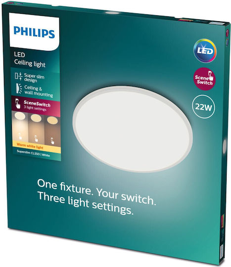 Philips Round Outdoor LED Panel 22W with Warm White Light 43cm