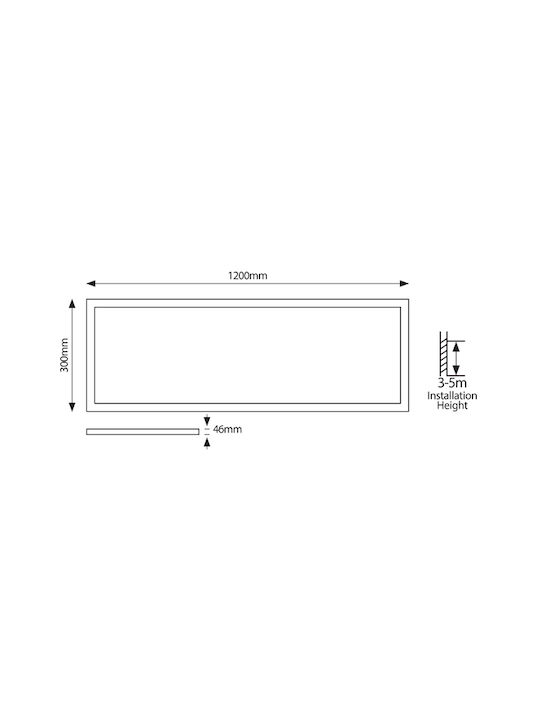 Eurolamp Παραλληλόγραμμο Χωνευτό LED Panel 36W με Φυσικό Λευκό Φως 4000K 120x30εκ.