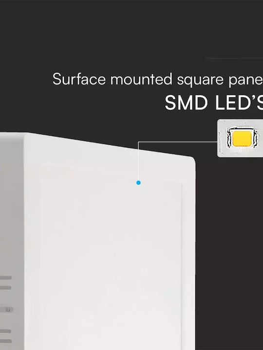 V-TAC Square LED Panel 6W with Warm White Light 3000K