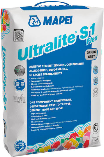 Mapei Ultralite S1 Κόλλα Πλακιδίων Λευκή 15kg