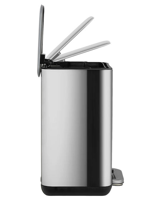 Estia Cubic Inox Bathroom Brush and Trash Can Set Soft Close 6l Silver