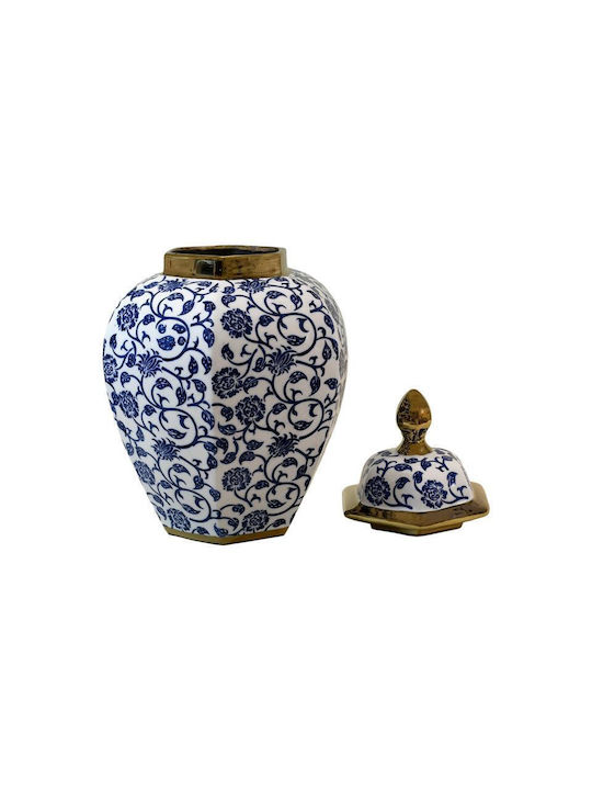 Ceramic Vase Fylliana Fl22424 Blue-White-Gold Color 26x39cm