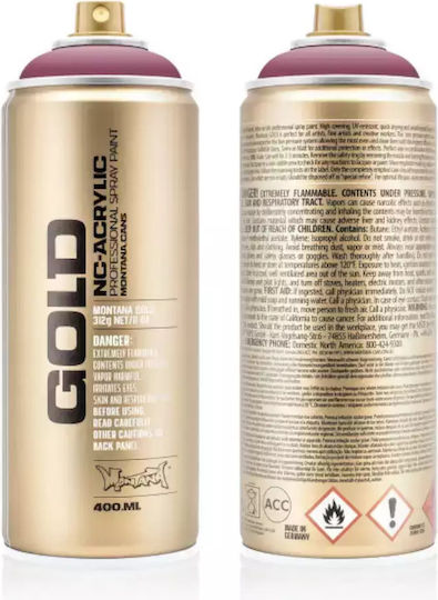 Montana Cans Spray Farbe Acryl mit Metallisch Effekt Gold Pepperoni Scharf 400ml
