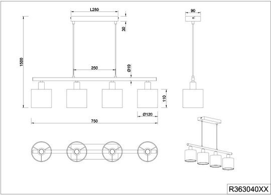 Trio Lighting Κρεμαστό Φωτιστικό Χρυσό Trio Lighting Κρεμαστό Φωτιστικό Χρυσό