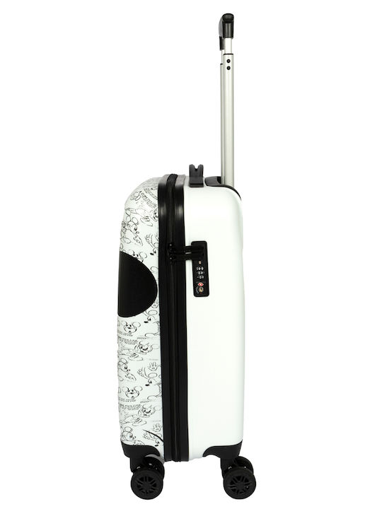 Disney Kids Cabin Hard White Black Suitcase With 4 Wheels Height 55cm