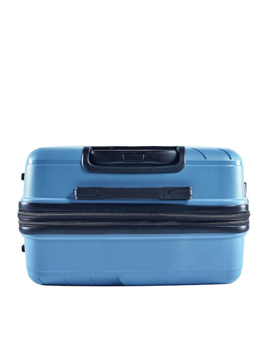 Lavor Large Hard Light Blue Suitcase with 4 Wheels Height 75cm
