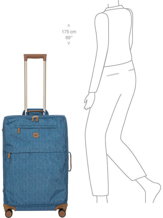 Bric's Milano X-travel Μεγάλη Βαλίτσα Ταξιδίου Υφασμάτινη Jeans με 4 Ρόδες Ύψους 71εκ.