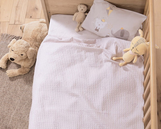 Nef-Nef Homeware Κουβέρτα Αγκαλιάς & Λίκνου Happy Πικέ Γκρι 80x110εκ.