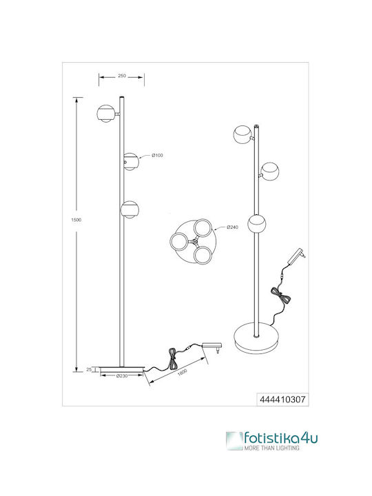 Trio Lighting Φωτιστικό Δαπέδου Ασημί