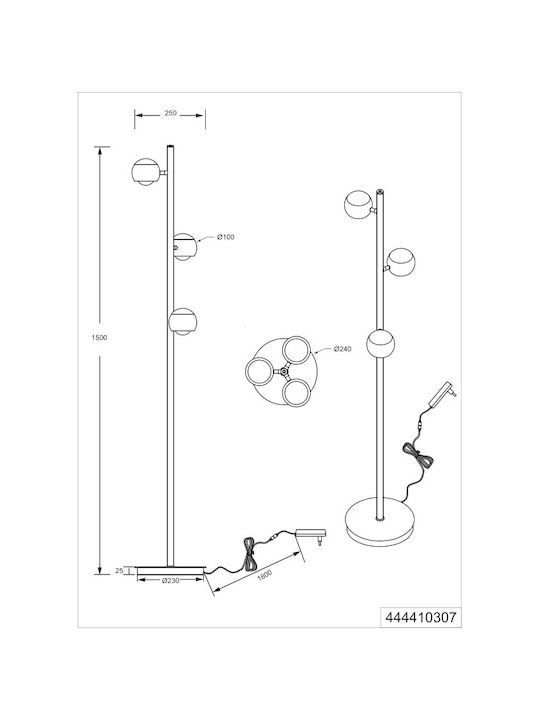 Trio Lighting Φωτιστικό Δαπέδου Ασημί
