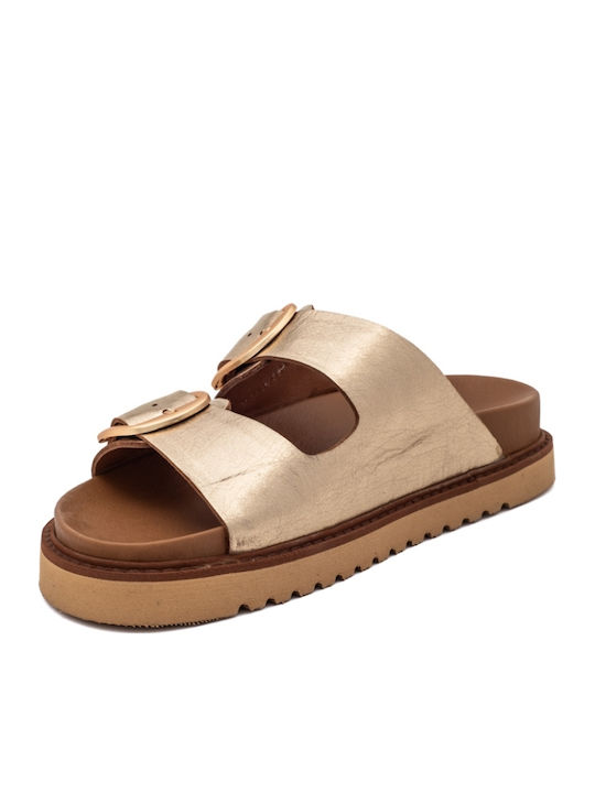 Sandale Casual Damă Din Piele Aurii