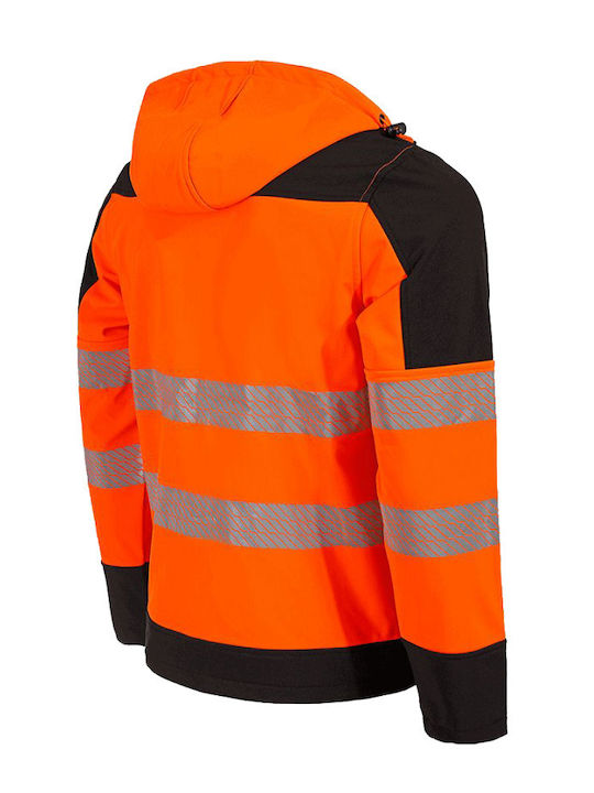 Stenso Nobel Pro Work Jacket Reflective Softshell with Fleece Lining and with Hood Orange