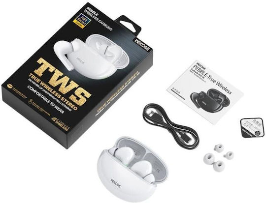 WK WS-16 In-ear Bluetooth Handsfree Ακουστικά με Θήκη Φόρτισης Λευκά