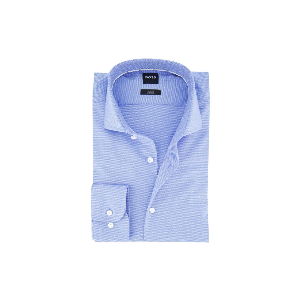 Hugo Boss Hank Long-sleeved Cotton Shirt Blue 50538962-450 - Main Image