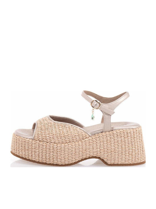 Damenplattformen Beige
