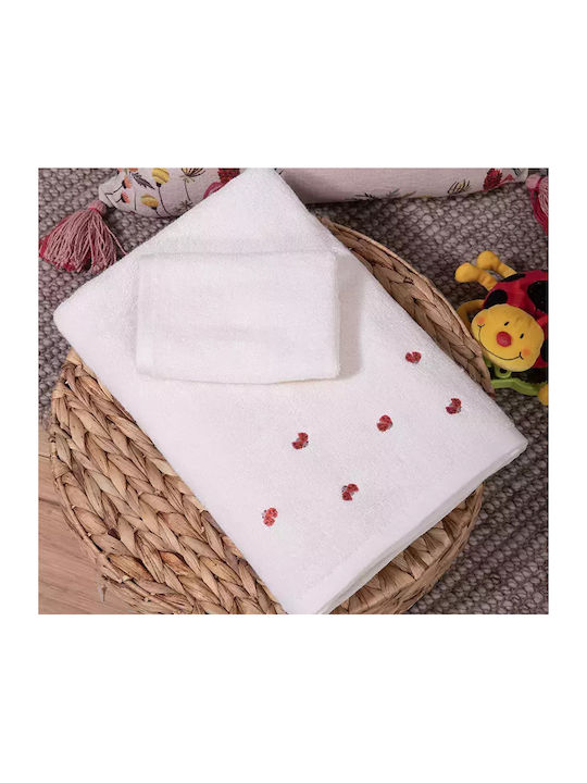 Nef-Nef Homeware Σετ Βρεφικές Πετσέτες 2τμχ Lady Bug Ecru 70x140cm Βάρους 420gr/m²