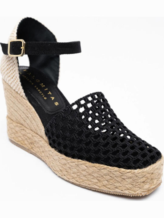Women's Suede Platform Espadrilles Black